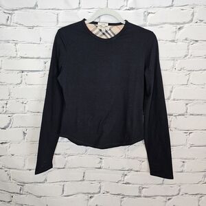 Burberry Black Longsleeve Elbow Patch T-Shirt
